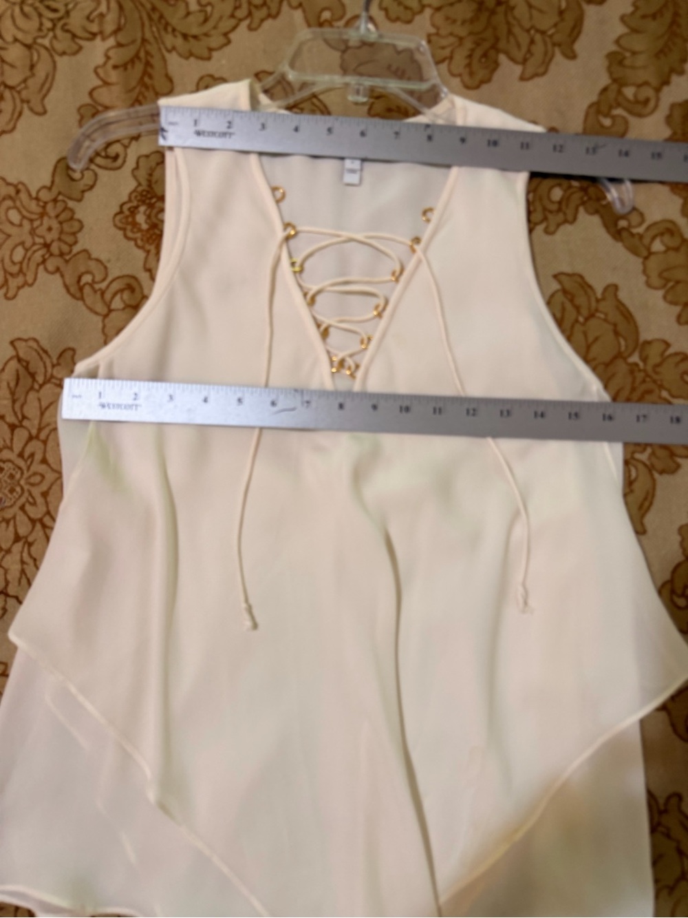 Derek Lam IO Crosby layered silk camisole, lace up V-neck, gold detail, Sz 4 - Picture 12 of 14